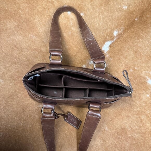 Vintage 90s Brown Leather Butler Bag by Jen Groover Organizer Purse, Classic - Picture 6 of 9
